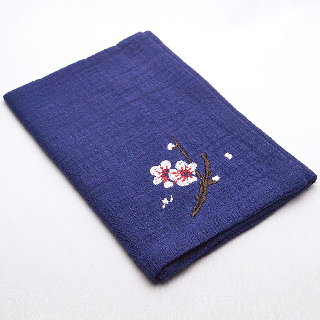 刺繍茶巾(紺)