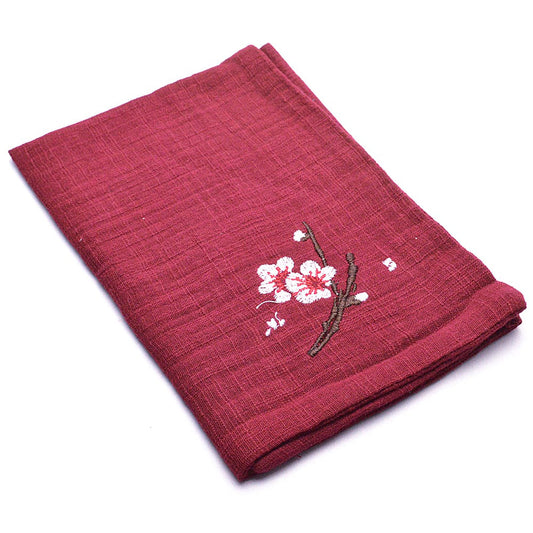 刺繍茶巾(酒赤)
