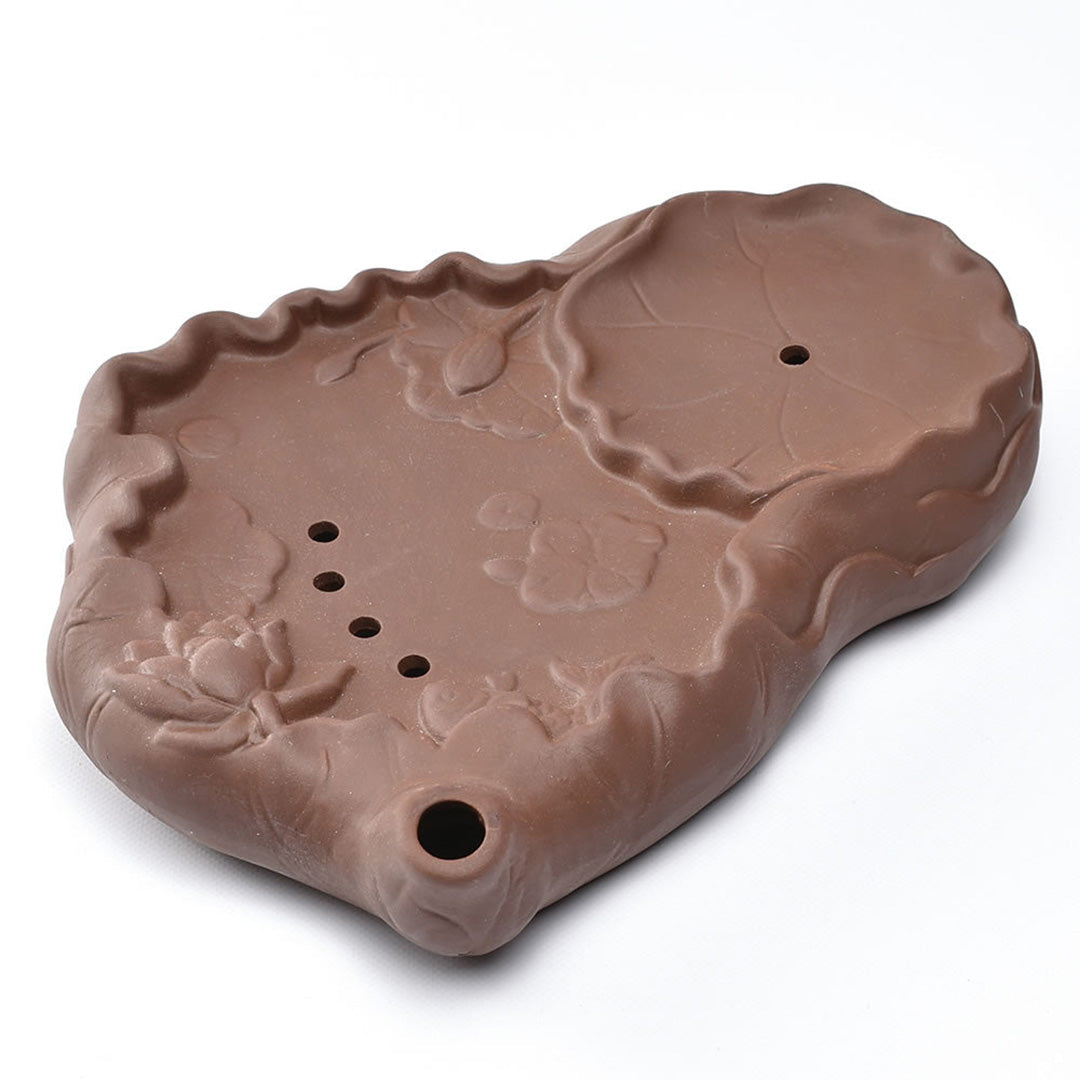 嬌蓮映池茶盤・紫砂風