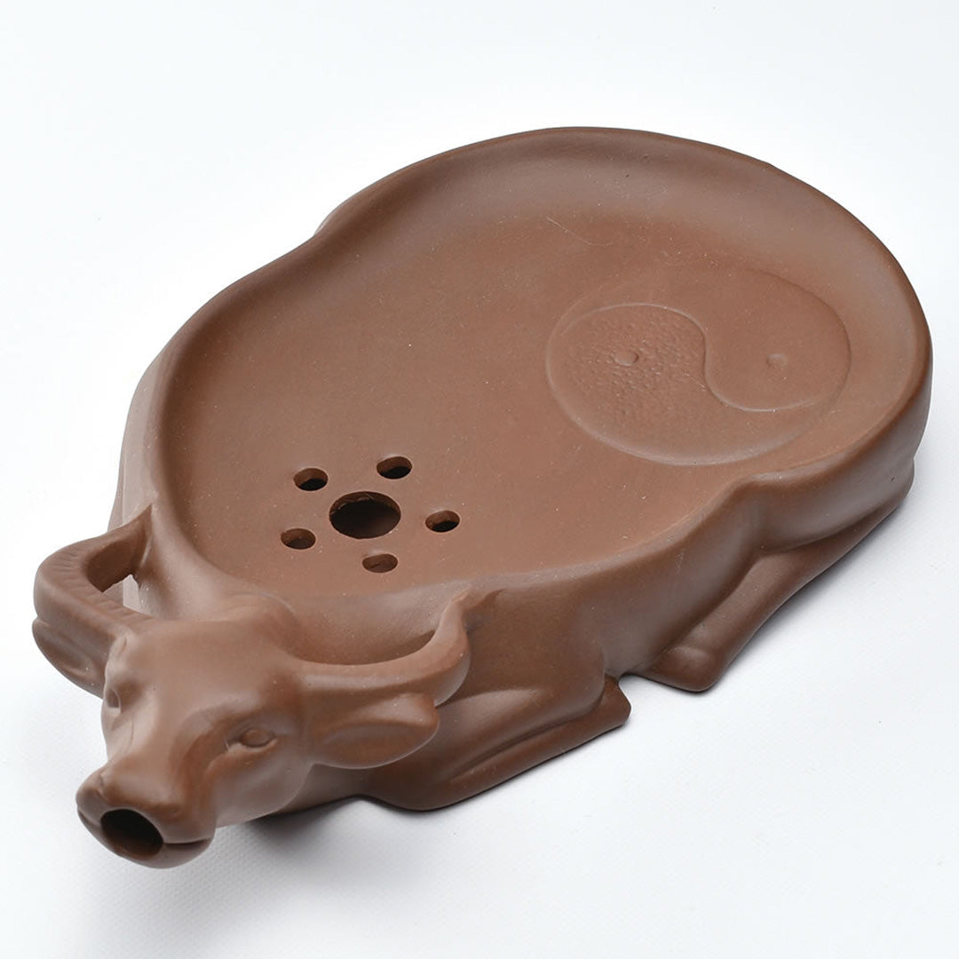 牛転乾坤茶盤・紫砂風