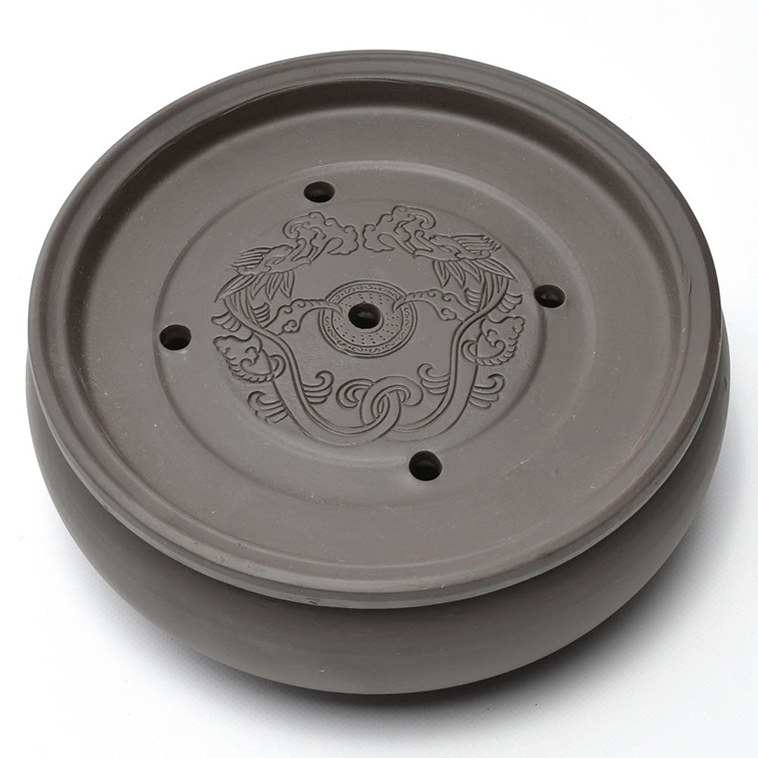 双龍小茶盤・紫砂風