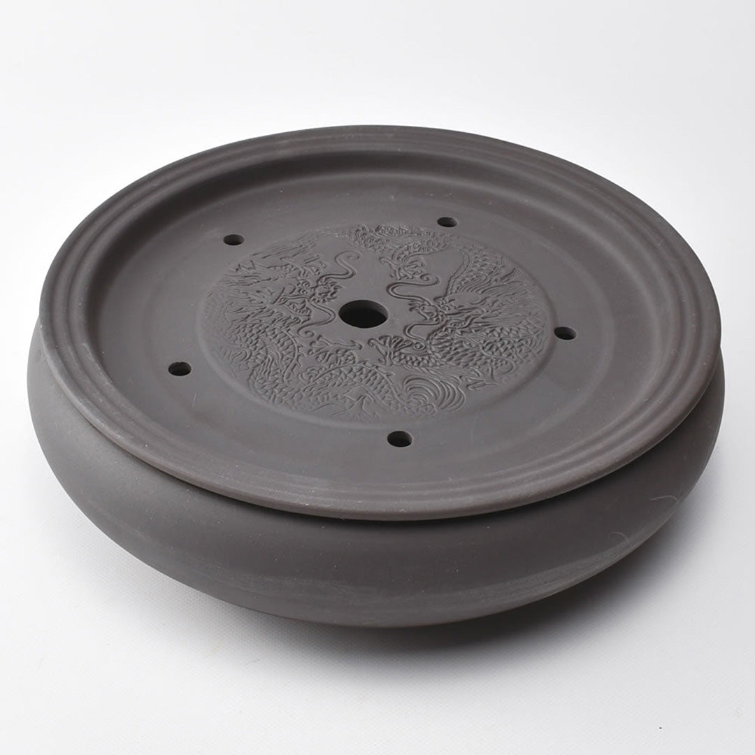 双龍大茶盤・紫砂風