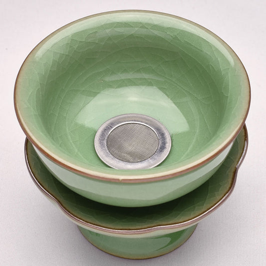 茶托茶漏(哥窯梅子青)