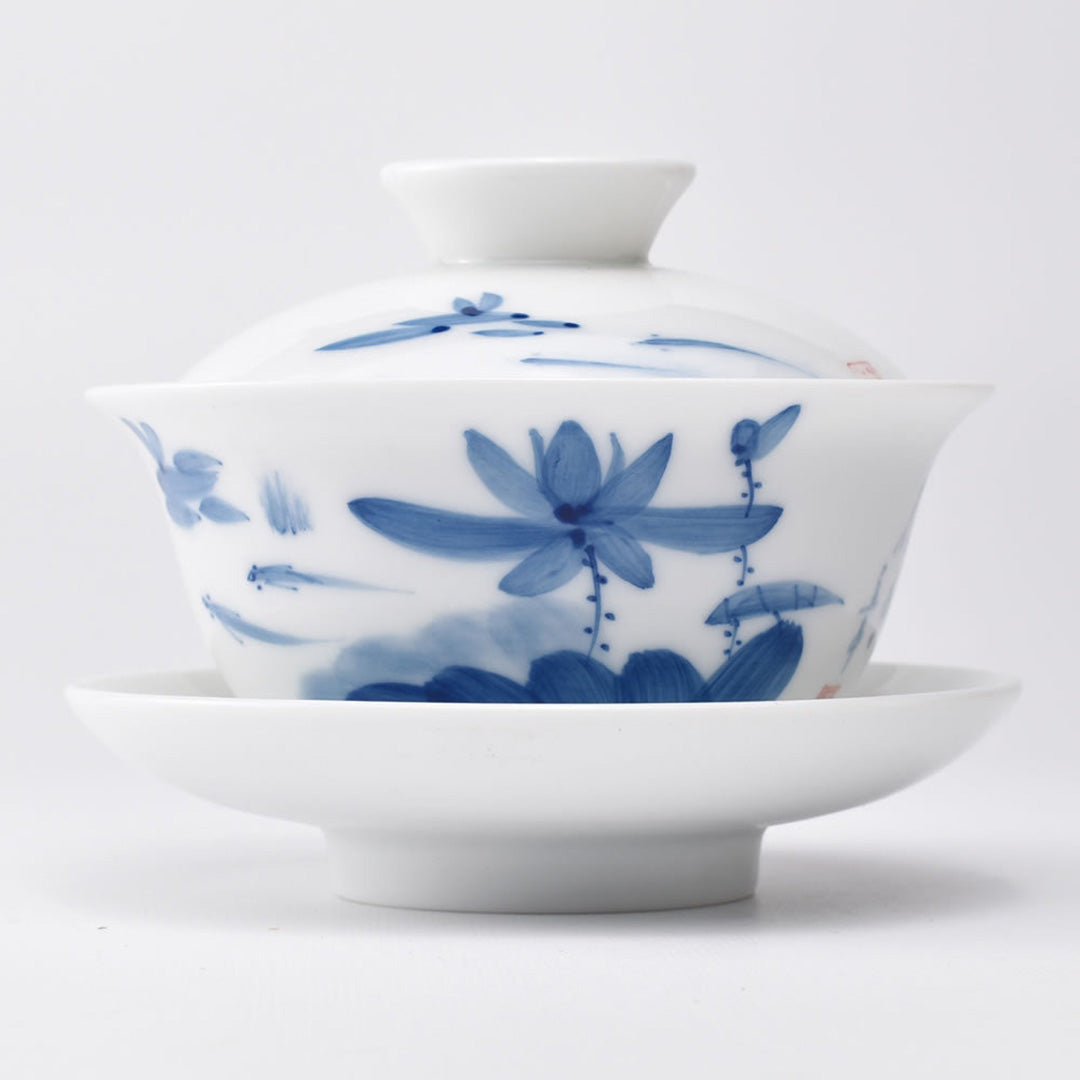 蓋碗（青花磁器・新蓮）｜中国茶器専門店の通販・天香茶行