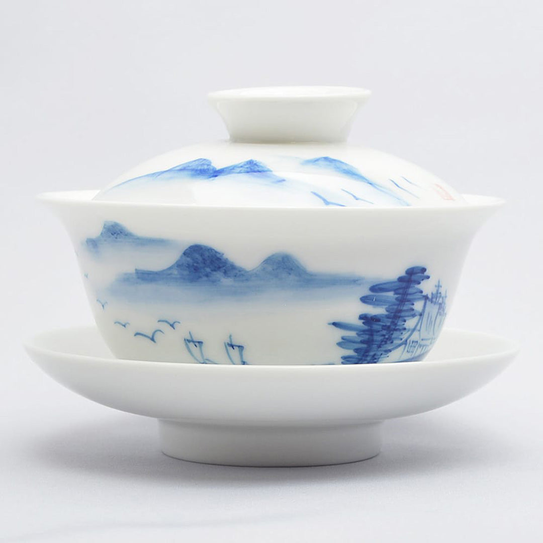 蓋碗（青花磁器・山水）｜中国茶器専門店の通販・天香茶行