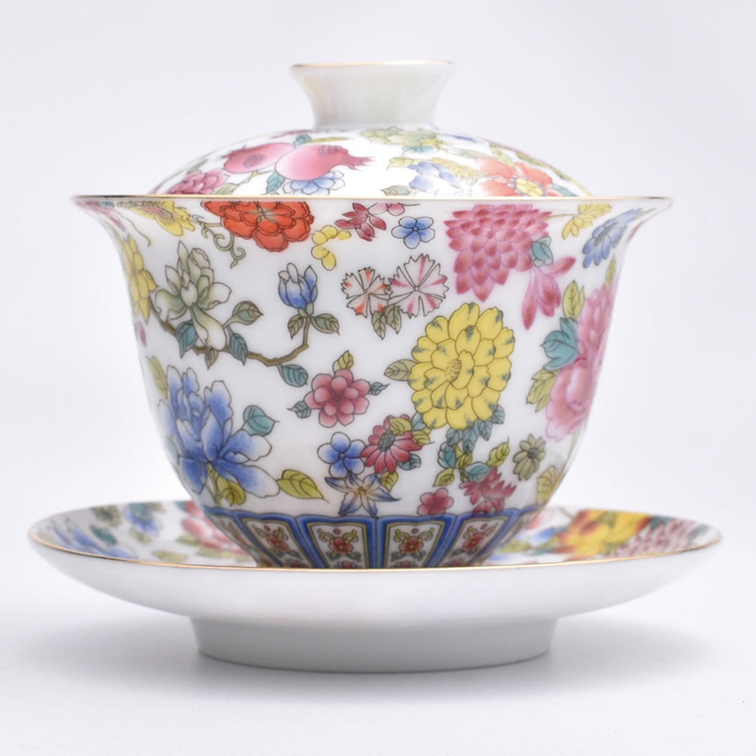 中国美術 粉彩茶器3点 7.8/9.2㎝ 東Y8-0205☆2F 中国美術 粉彩茶器3点
