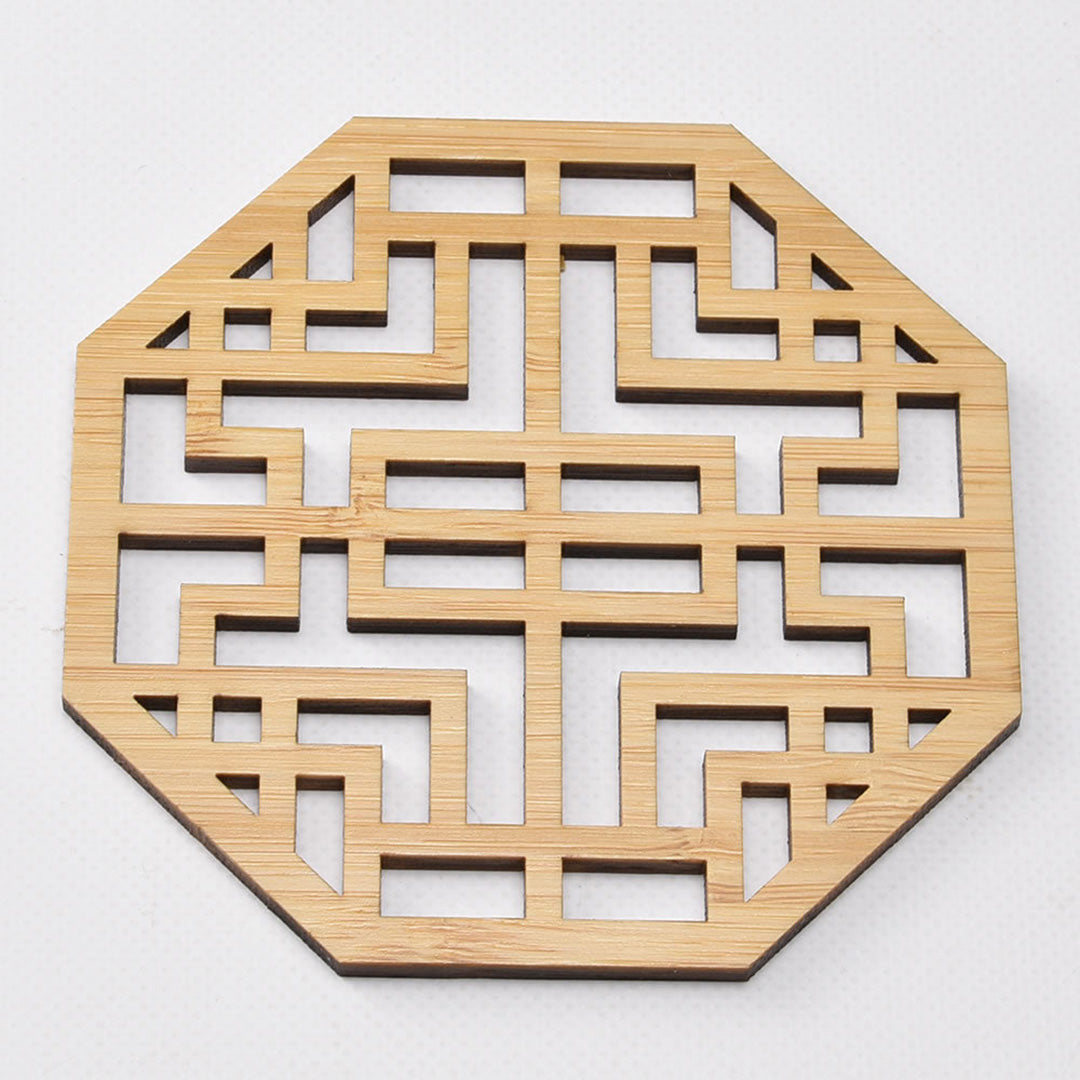 鏤空竹茶托(八角)