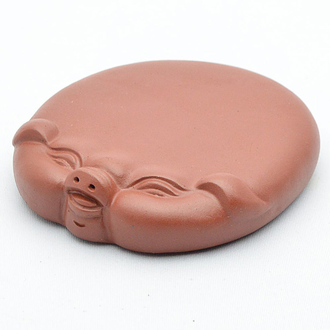 宜興紫砂・猪頭壺托(赤茶)