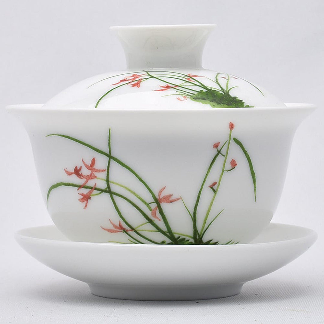 蓋碗｜彩磁春蘭｜中国茶器専門店の通販・天香茶行