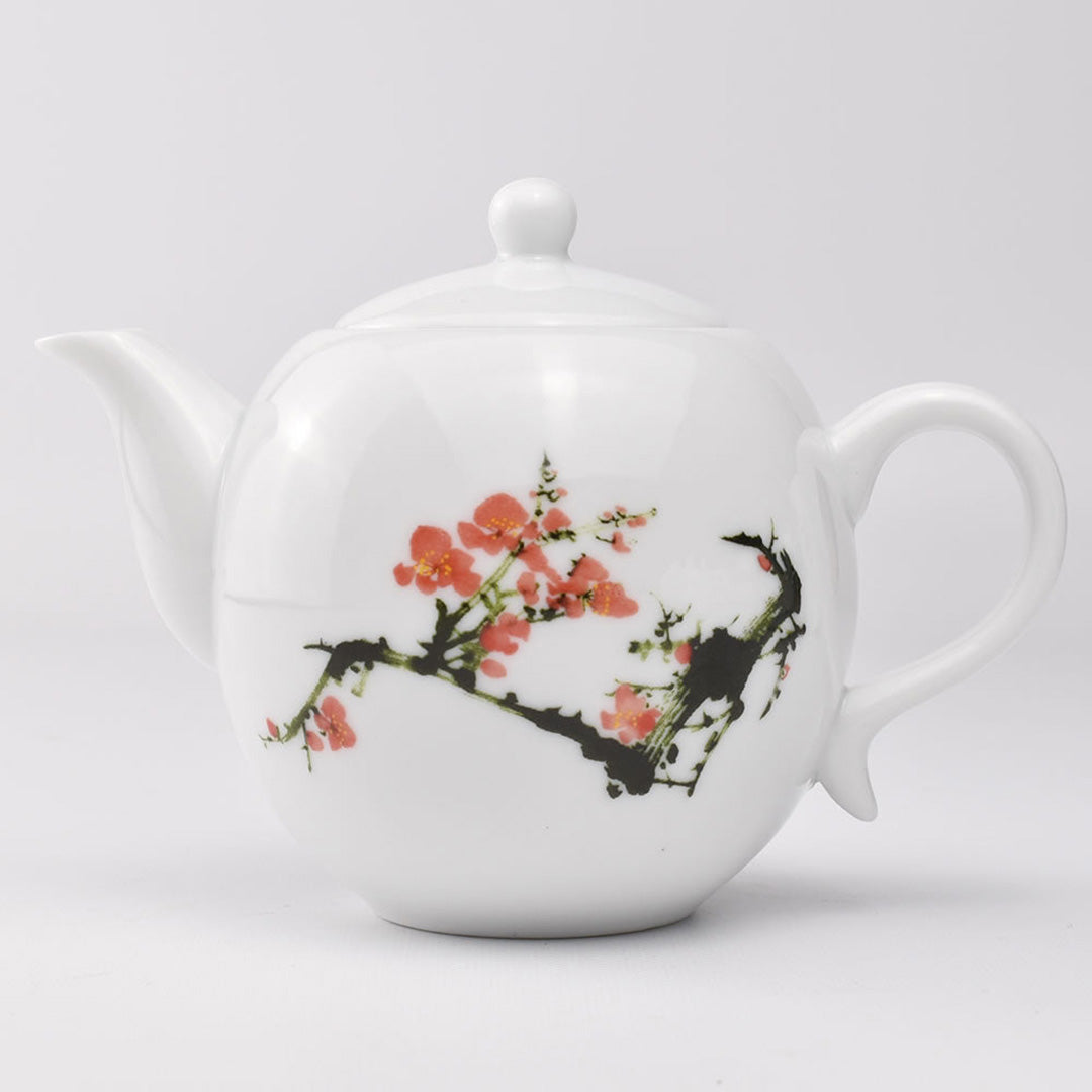 中国急須｜彩磁茶壺・紅梅｜中国茶器の天香茶行