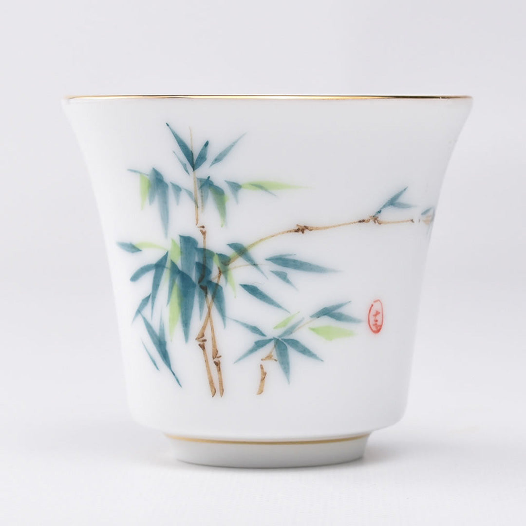 描金手絵杯(竹報平安)