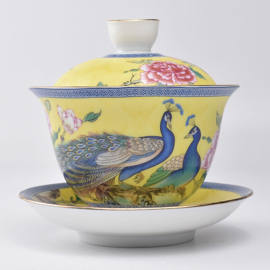 描金琺瑯蓋碗(黄色)