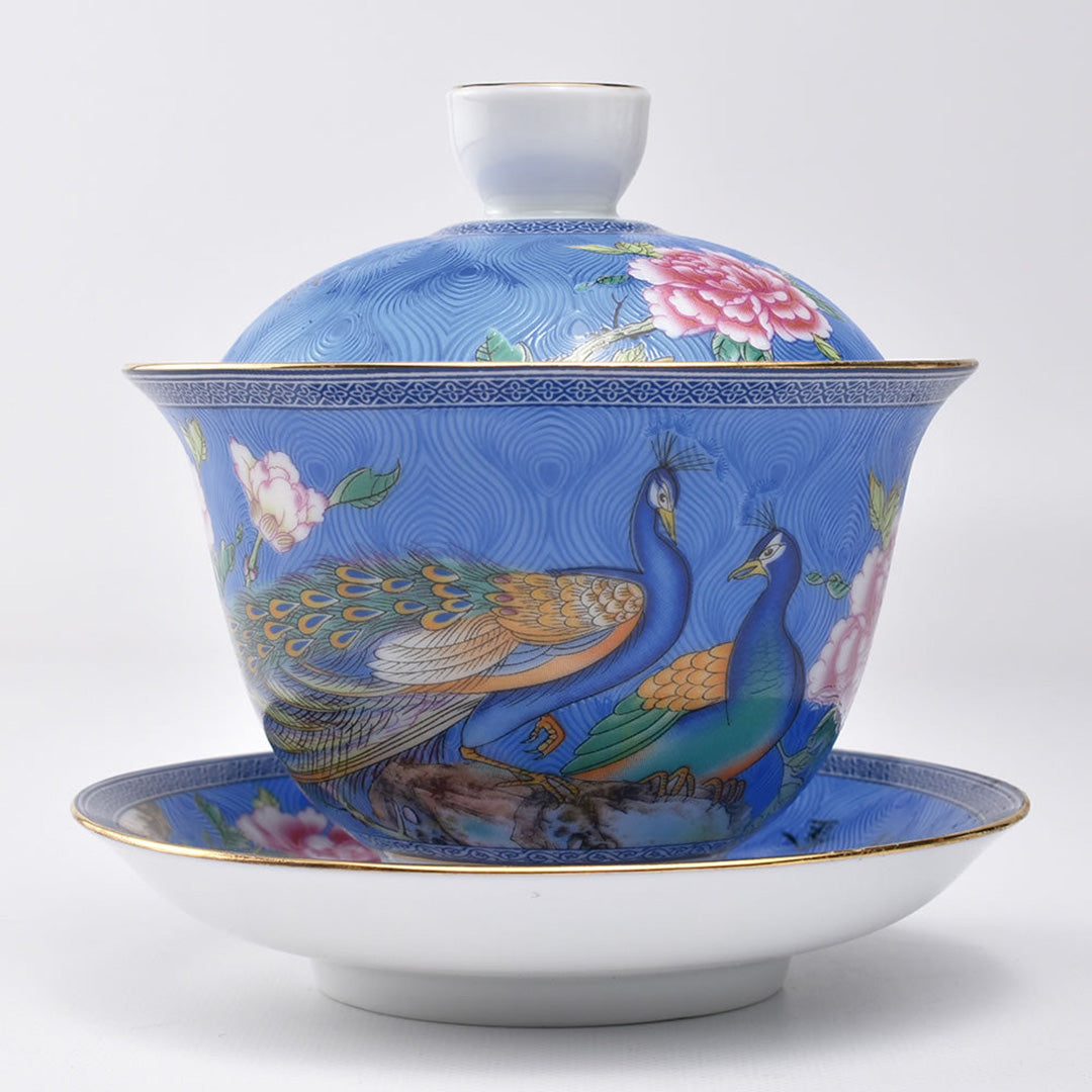 描金琺瑯蓋碗(宝藍)