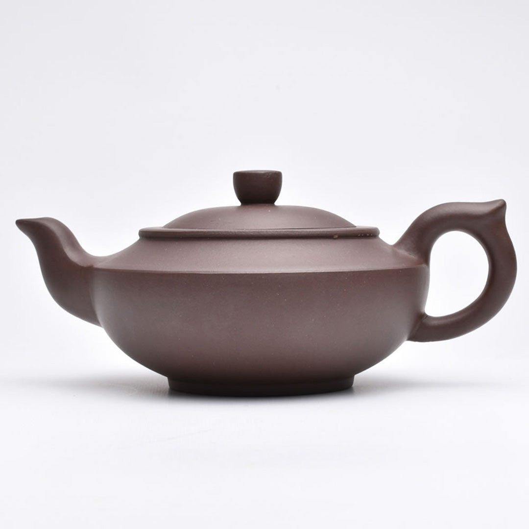 宜興紫砂壺 扁漢雲(芦興龍・濃茶)