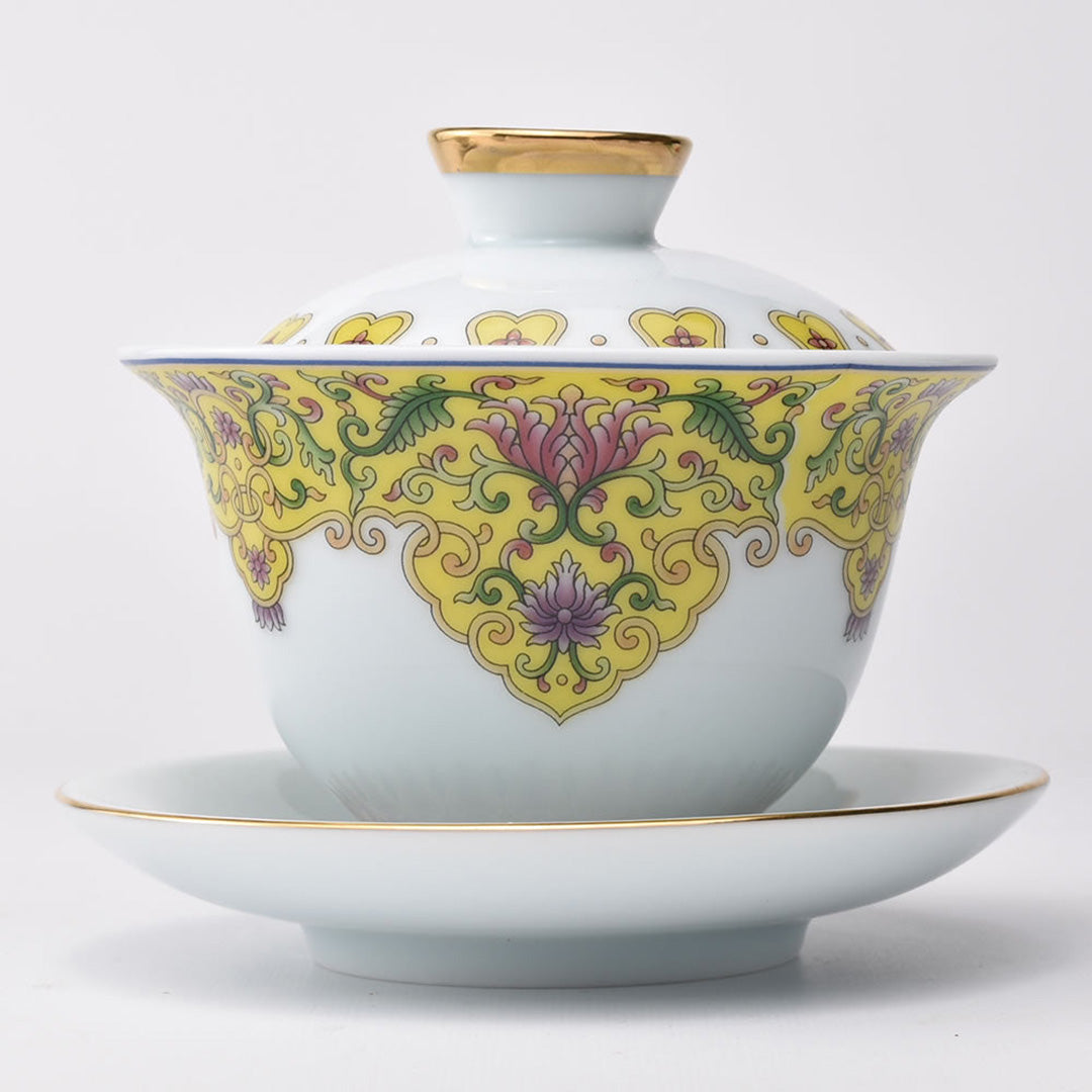 琺瑯影青蓋碗(黄)