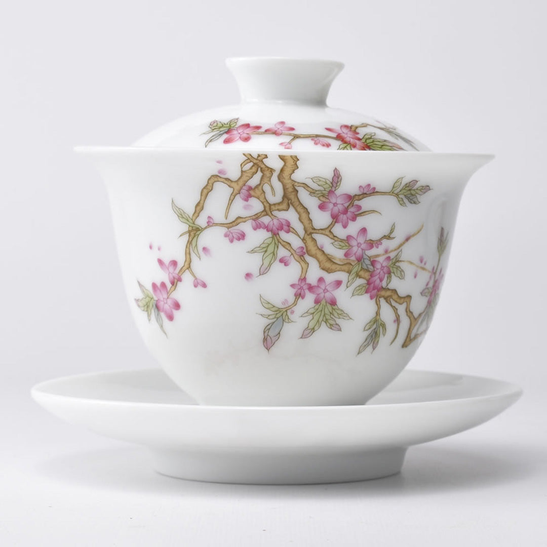 貼花蓋碗(桃花)