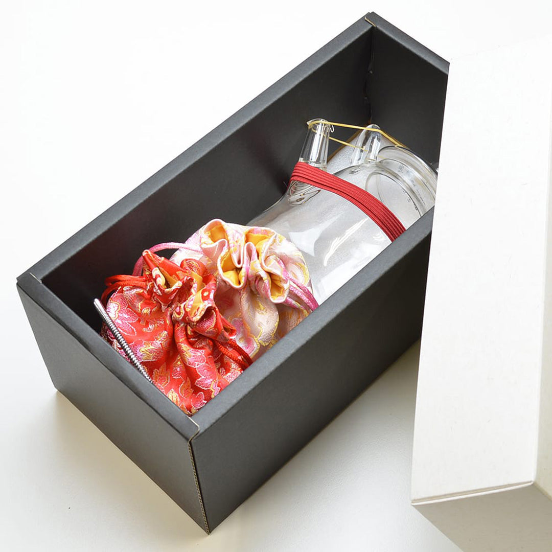 ガラスポットと花の工芸茶3種×2個