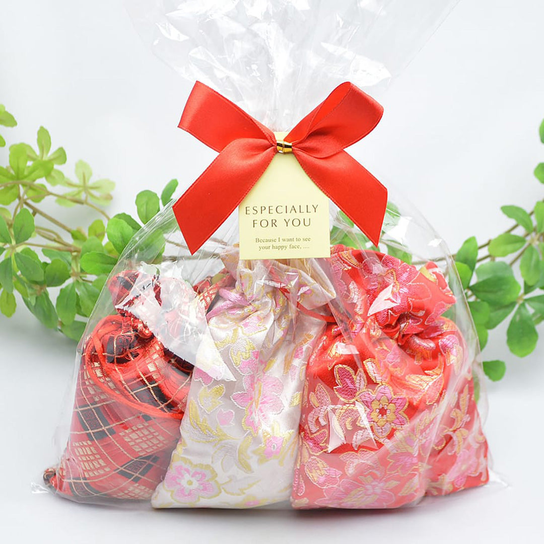 花の工芸茶3種×3個・錦袋付