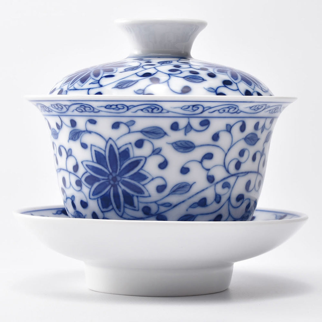 景徳鎮青花蓋碗・宝相花蓋碗