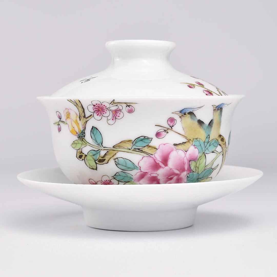 景徳鎮 磁器粉彩色万華蓋碗 高級な茶器 茶碗6個セット 景徳鎮 磁器粉彩色万華蓋碗 高級な茶器 茶碗6個セット