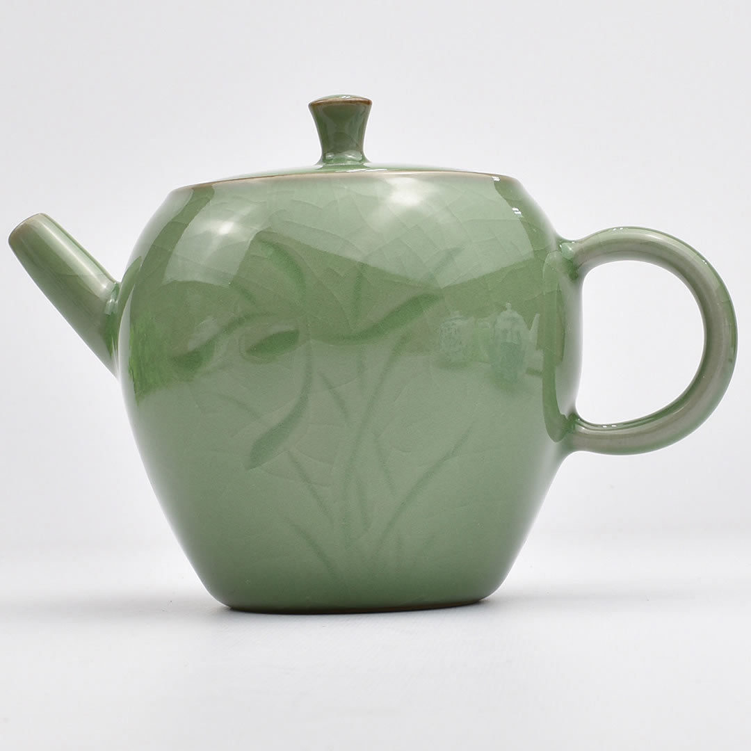 蘭花茶壺(哥窯梅子青)