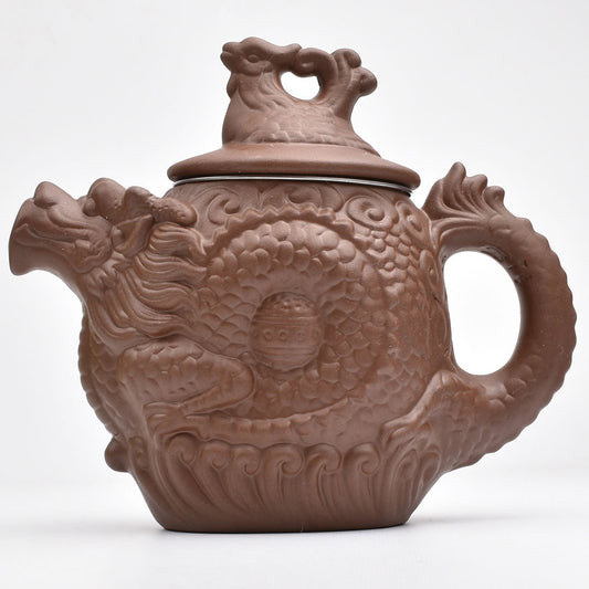 紫砂風　龍鳳壺