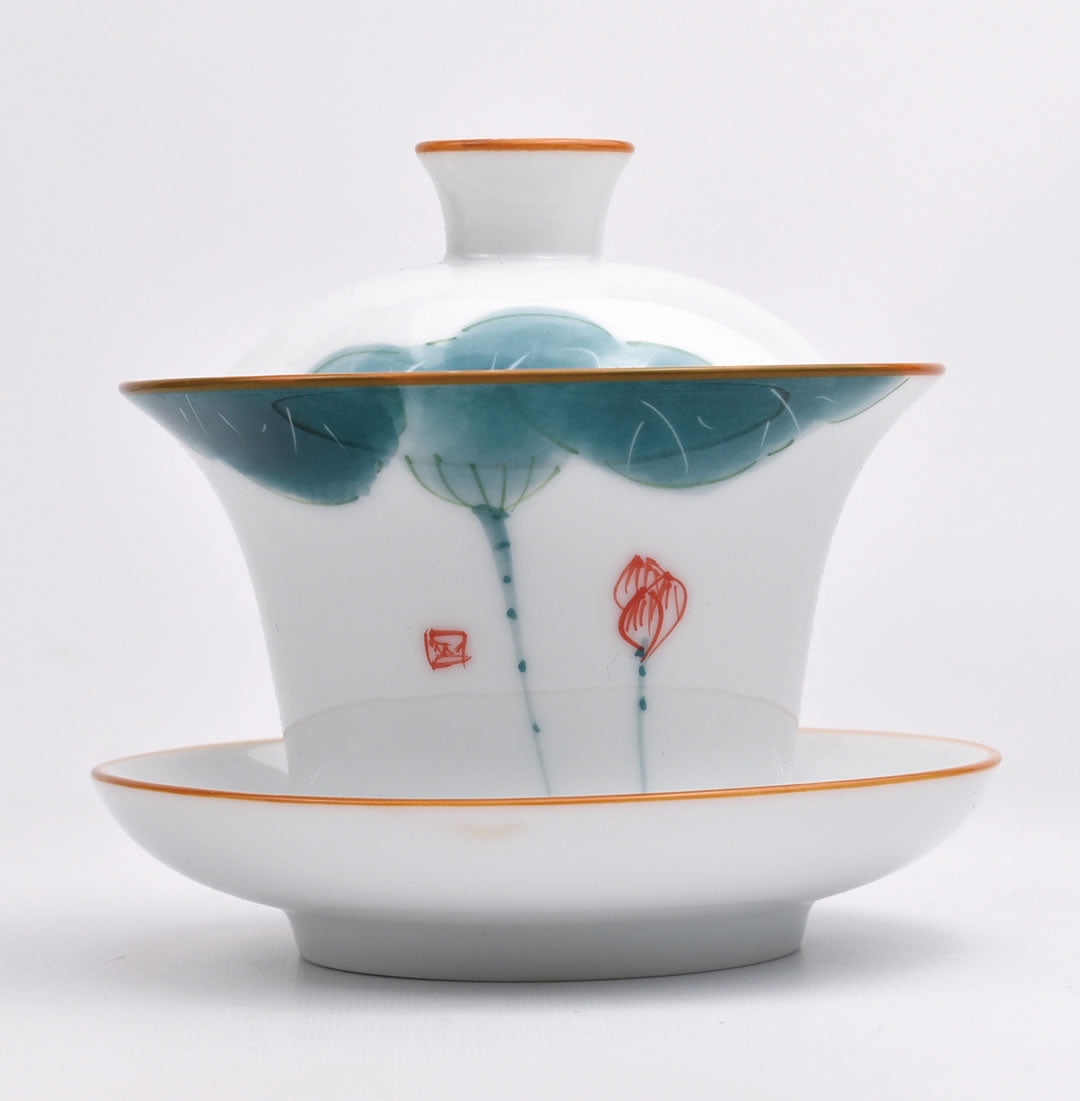 手絵蓋碗（荷韻）