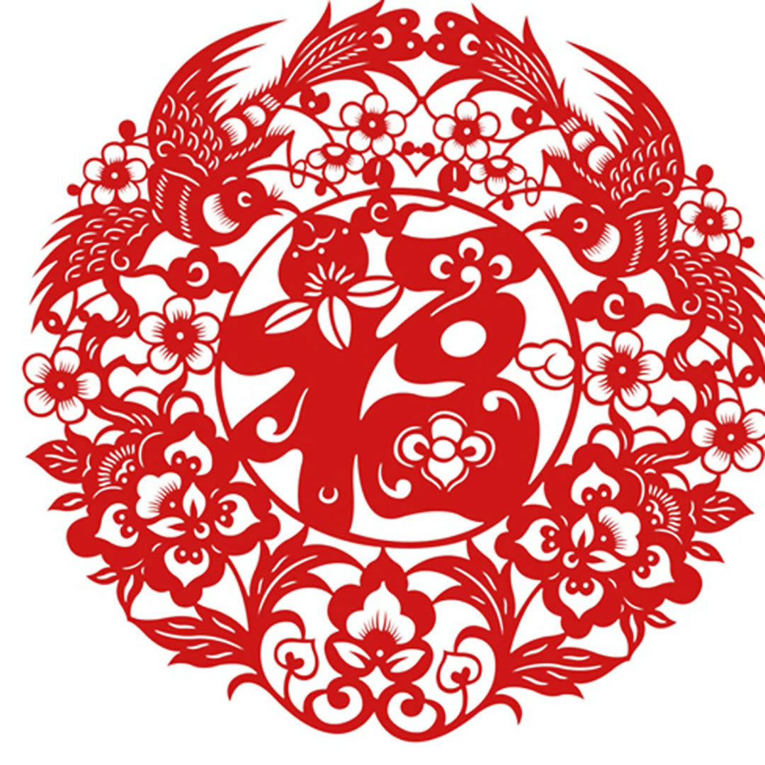 剪紙 喜鵲登梅福