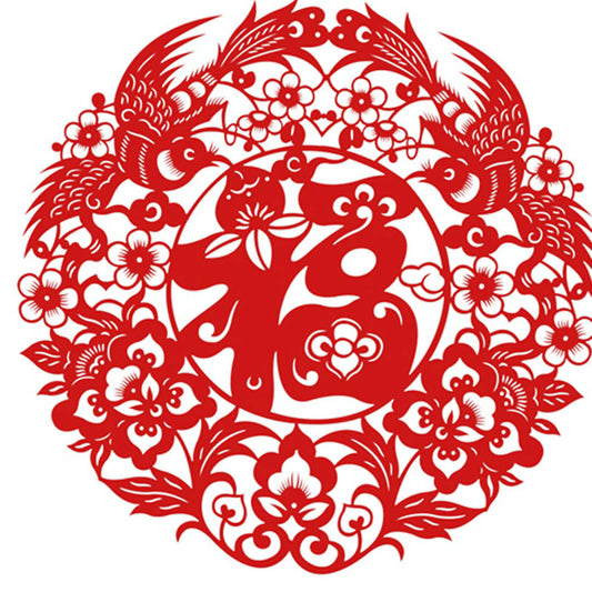 剪紙 喜鵲登梅福