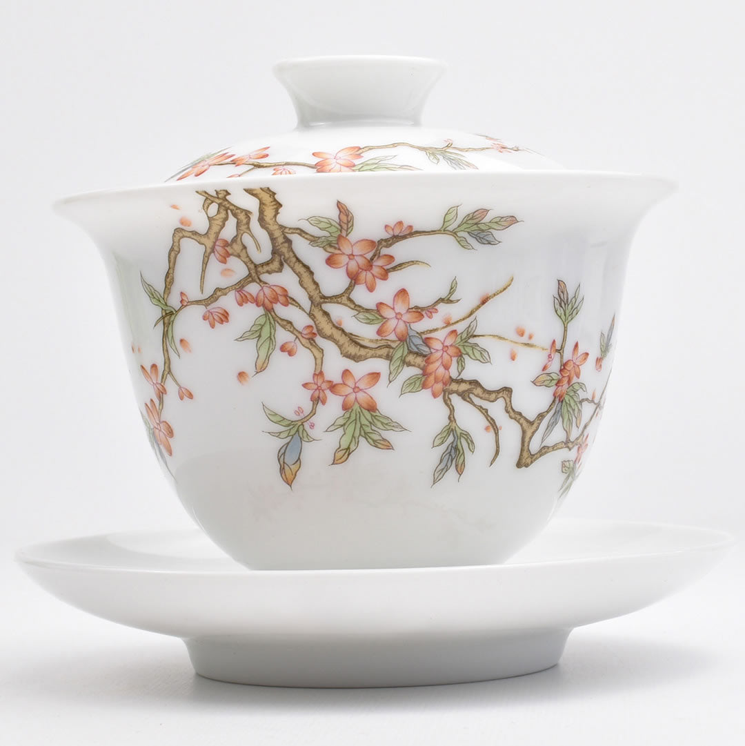 貼花蓋碗（紅花）